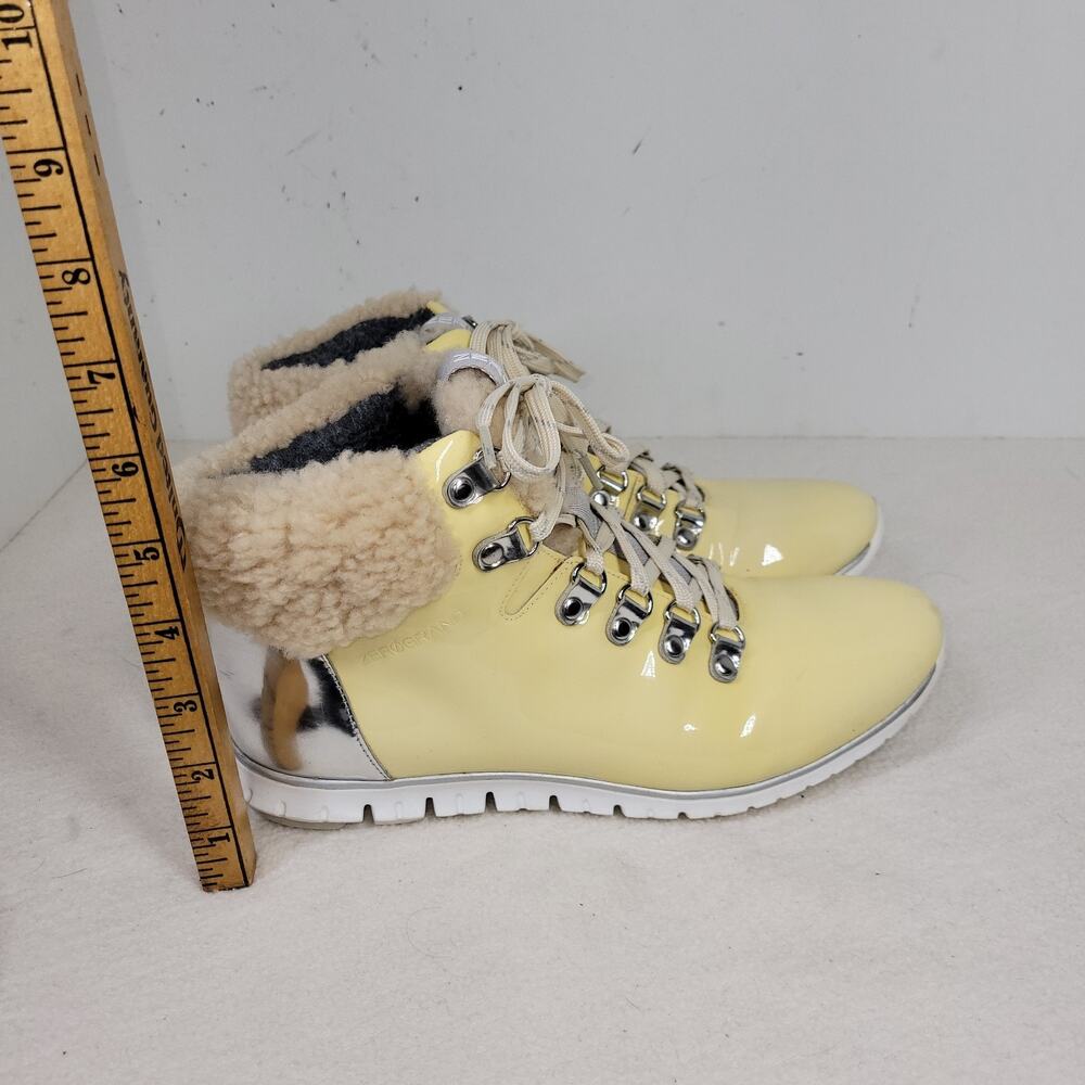 Cole Haan Boots Womens 8 B Cream Zerogrand Patent Leather Sherpa Waterproof - Picture 10 of 12